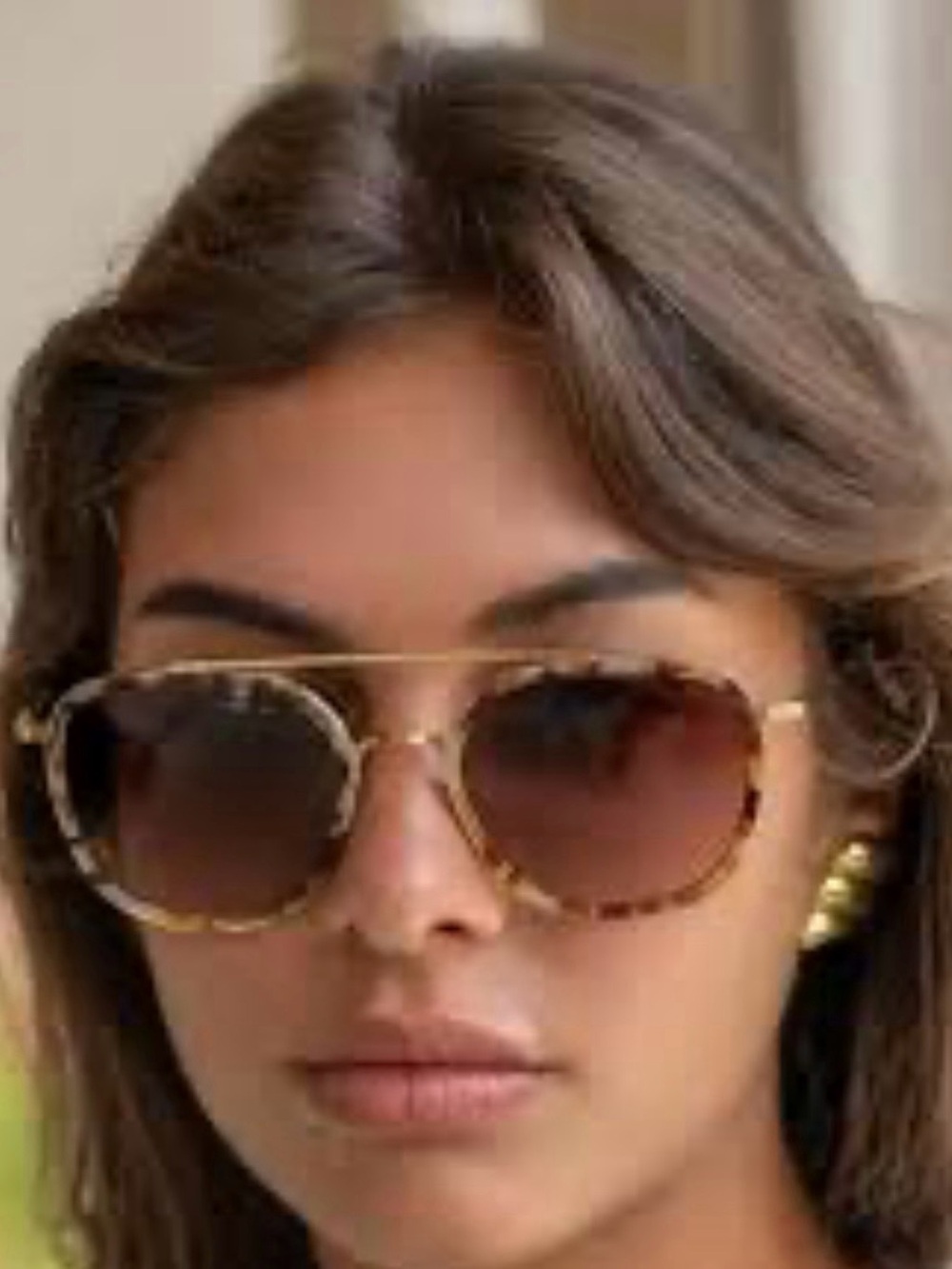 Women's Tortoiseshell Round Sunglasses with Gold Bridge